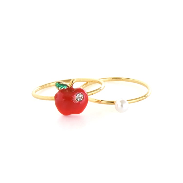 R-488) リンゴセットピンキーリング | ビーズ・パーツなどの