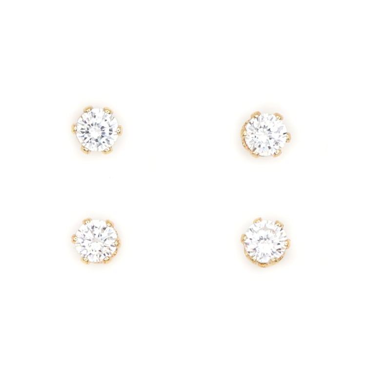 P-1216) 1粒ビジューセットピアス / ステンレス / キュービック