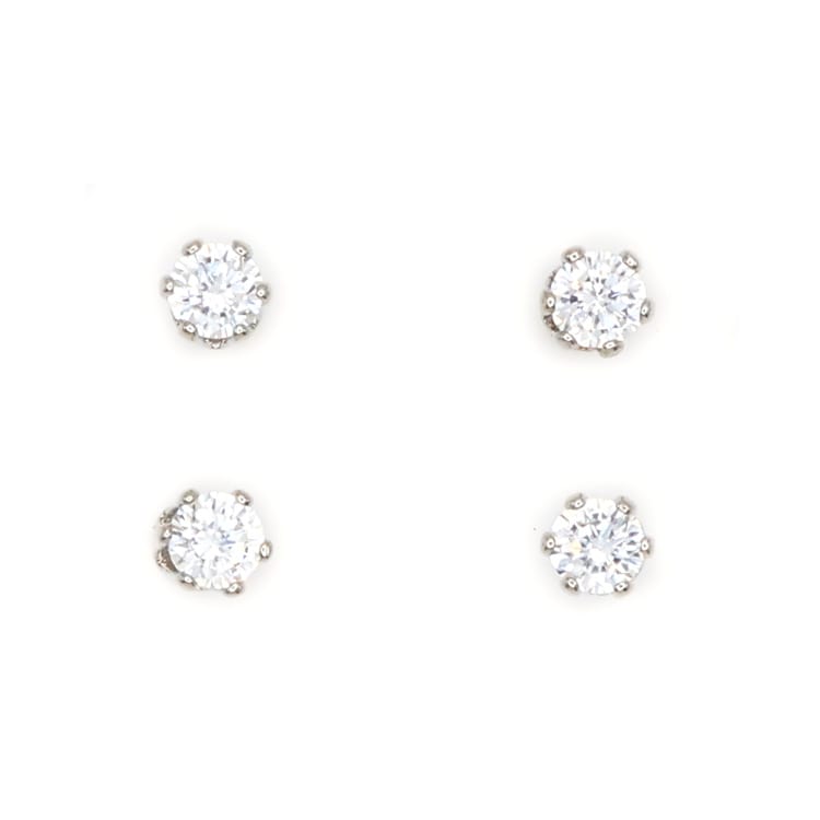 P-1216) 1粒ビジューセットピアス / ステンレス / キュービック