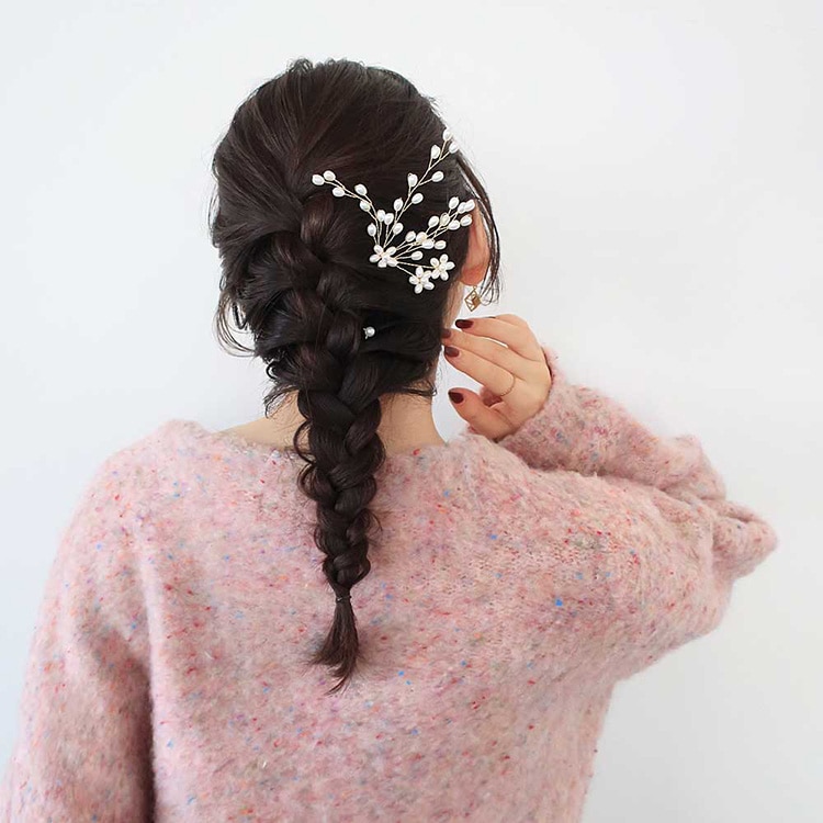 K-185) ヘッドドレス / パールフラワー | ビーズ・パーツなどの