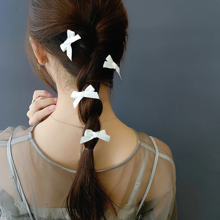 C-268) サテンリボンセットクリップ | ビーズ・パーツなどの