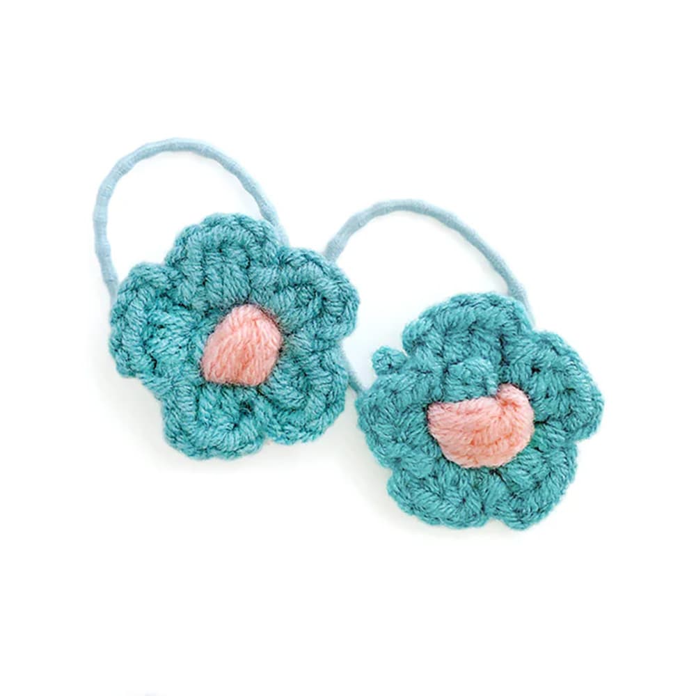 S-573) 編みフラワーセットゴム | ビーズ・パーツなどのハンドメイド