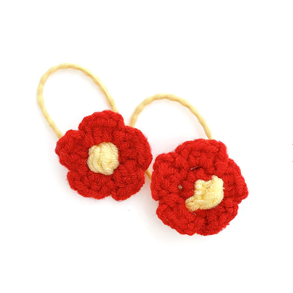 S-573) 編みフラワーセットゴム | ビーズ・パーツなどのハンドメイド