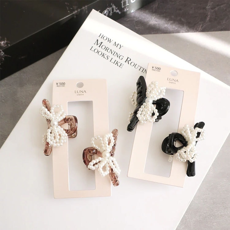 ストーン付きリボンヘアバンド SHISKY レディース アクセサリー ラインストーン ミニヘアピン