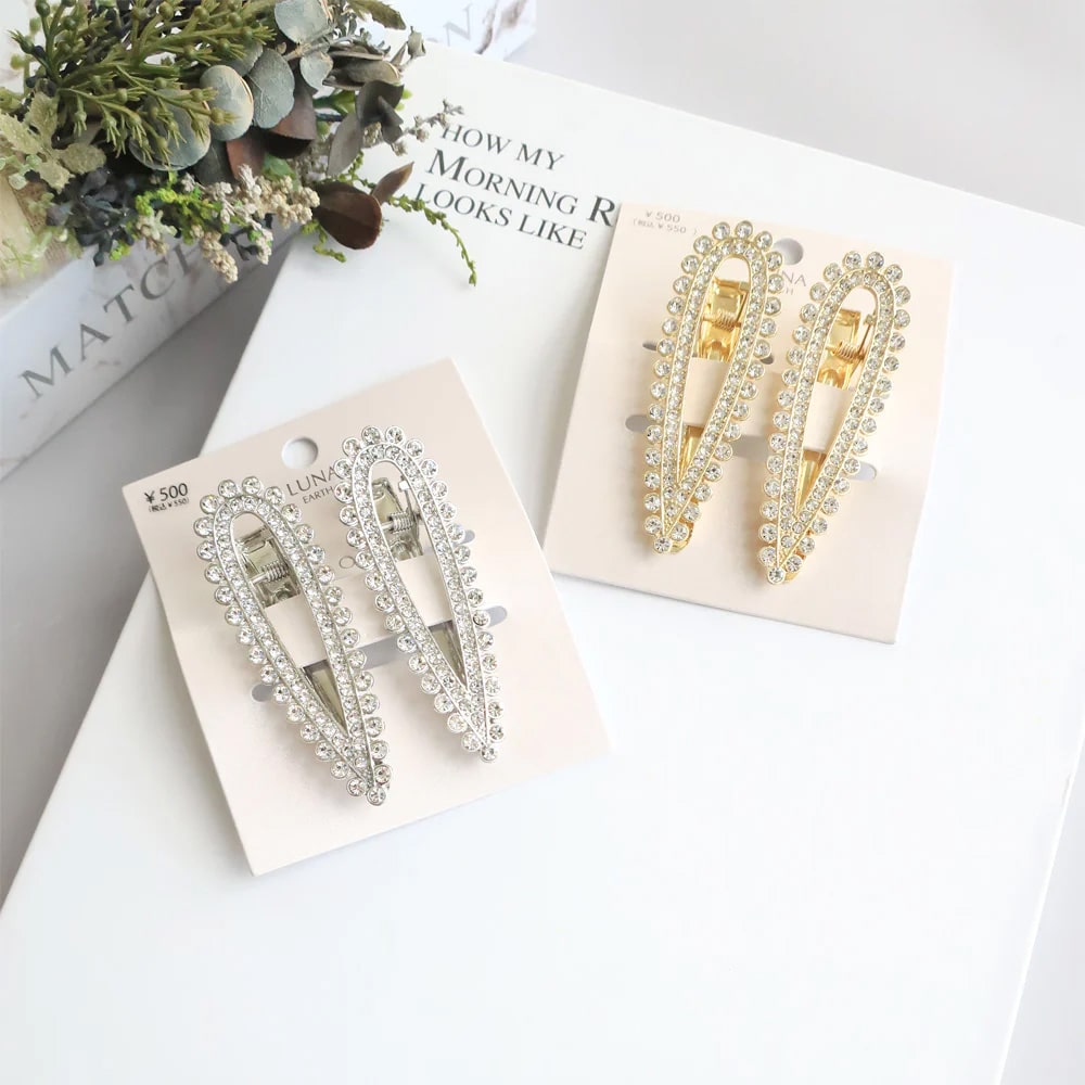 No.269 ドロップビーズとラインストーンのピアス ハンドメイド (C-337