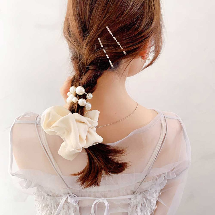S-502) パールヘアゴム×ヘアピンセット | ビーズ・パーツなどの