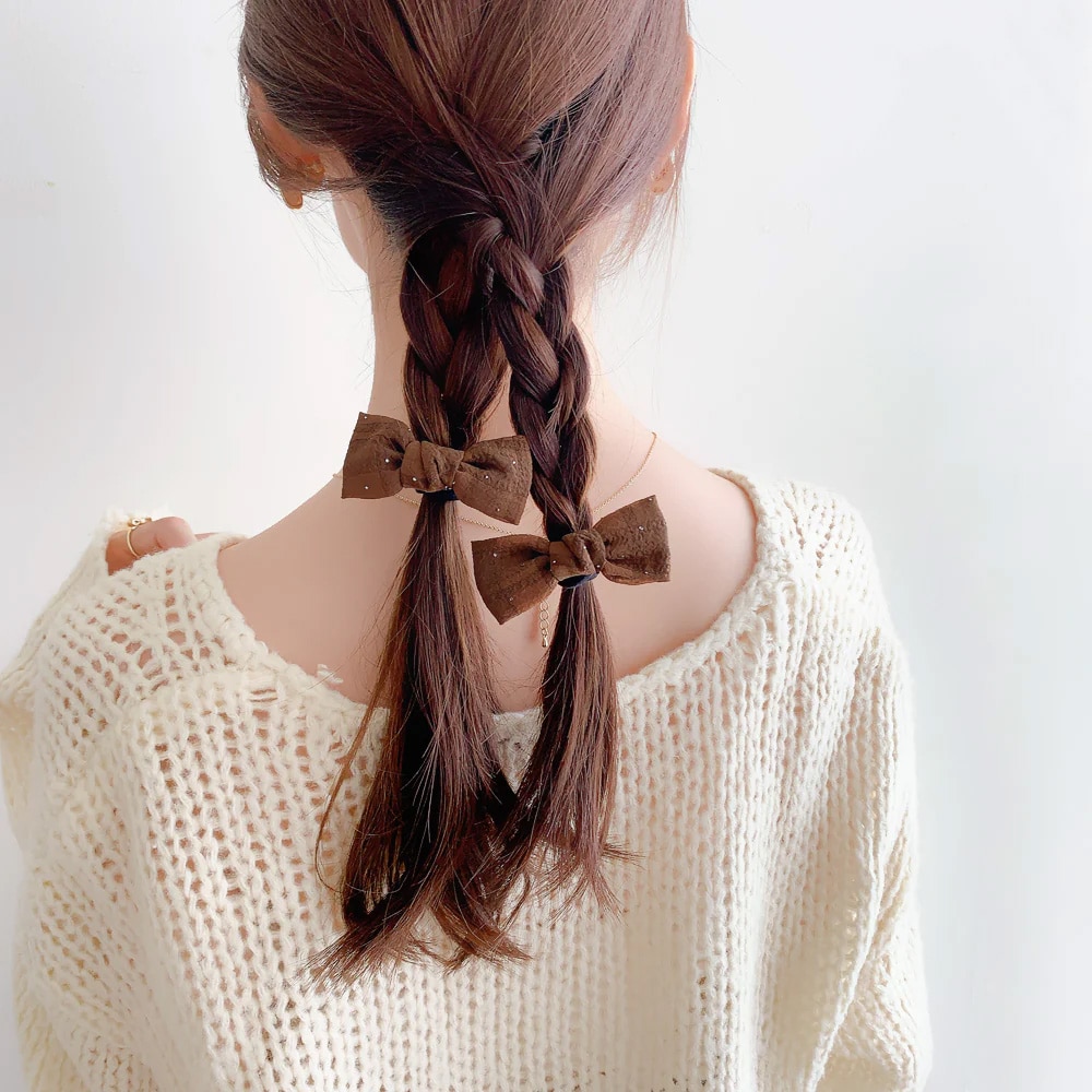 S-576) チェック柄リボンセットゴム | ビーズ・パーツなどの