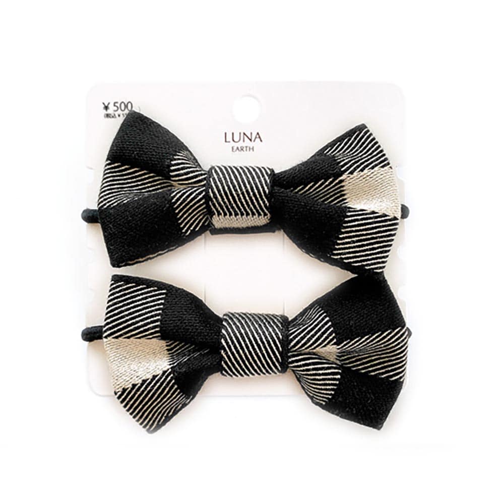 S-568) チェック柄リボンセットゴム | ビーズ・パーツなどの