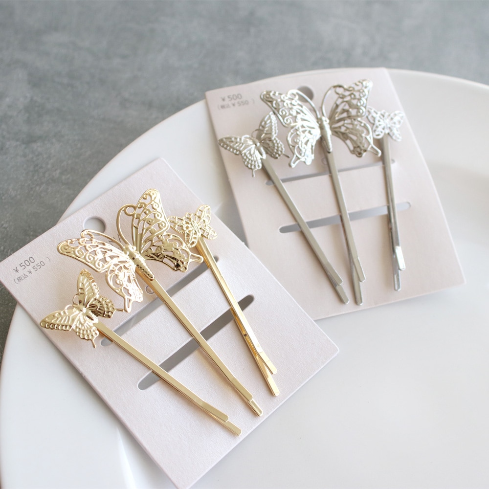C-338) バタフライモチーフセットピン | ビーズ・パーツなどの