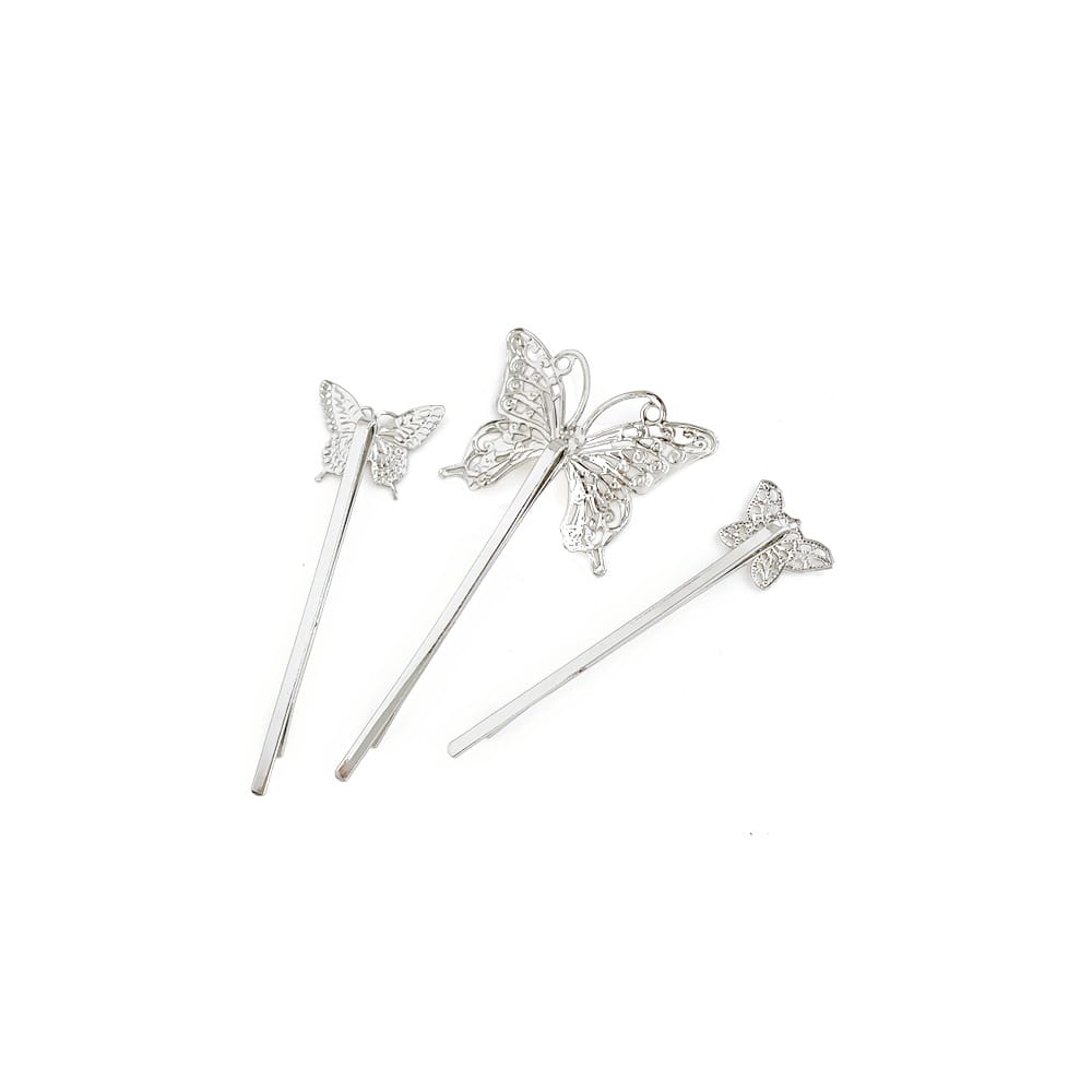 C-338) バタフライモチーフセットピン | ビーズ・パーツなどの