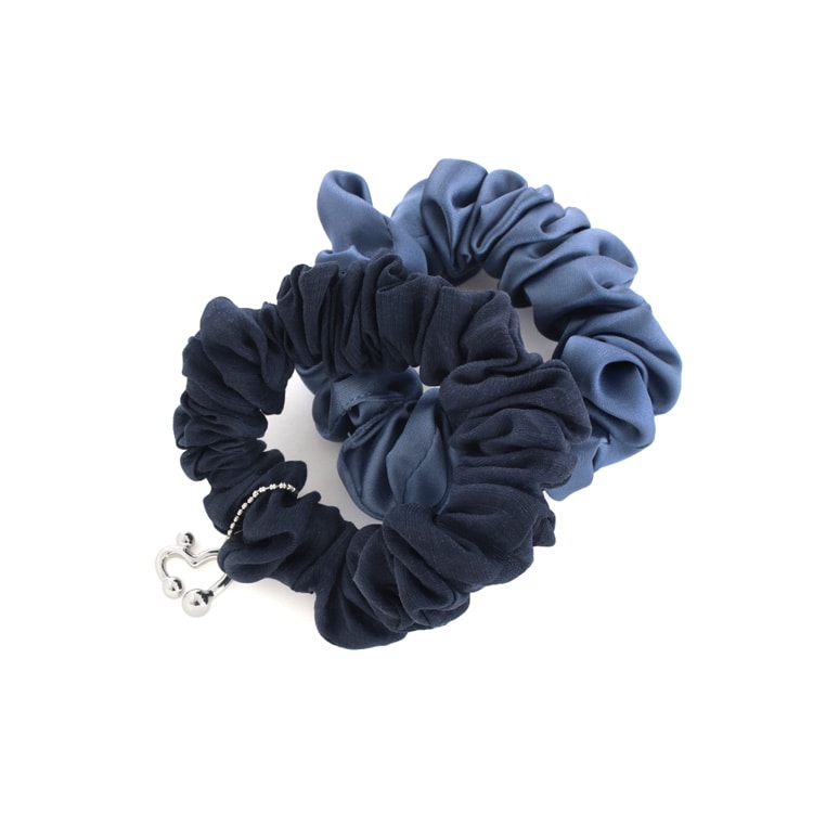 S-680) ハートチャーム付シュシュ | ビーズ・パーツなどのハンドメイド