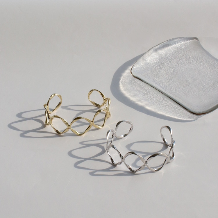 mB-1] ウェーブダブルラインバングル | ビーズ・パーツなどの