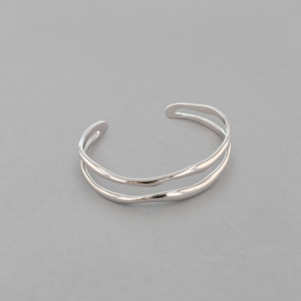 mB-1] ウェーブダブルラインバングル | ビーズ・パーツなどの