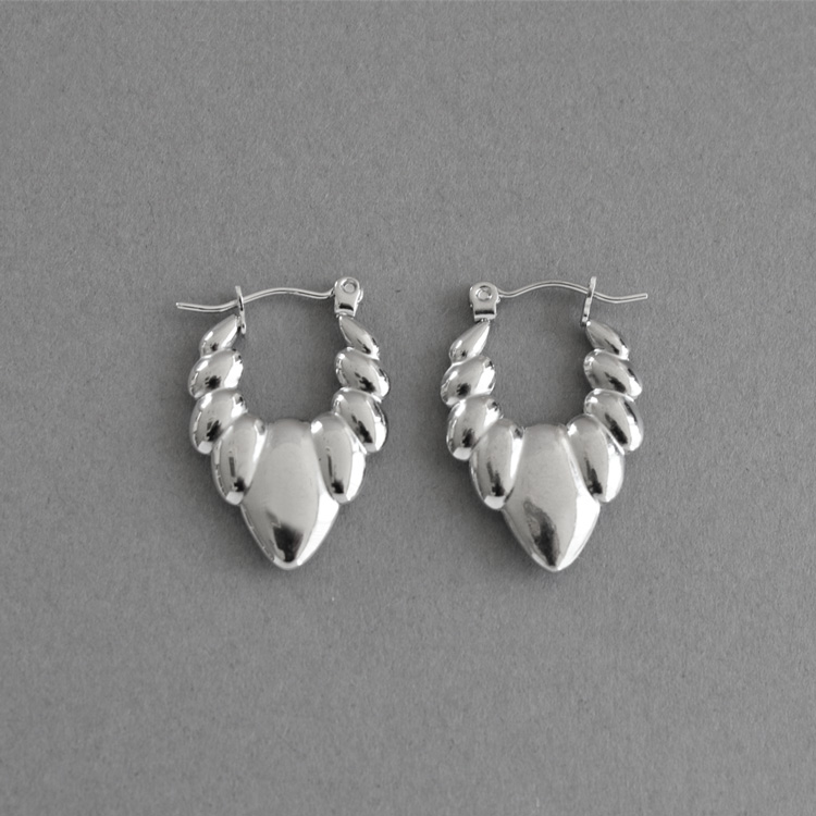 mP-6] リーフフープピアス / ステンレス | ビーズ・パーツなどの