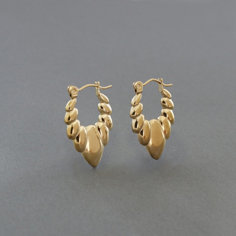 mP-6] リーフフープピアス / ステンレス | ビーズ・パーツなどの