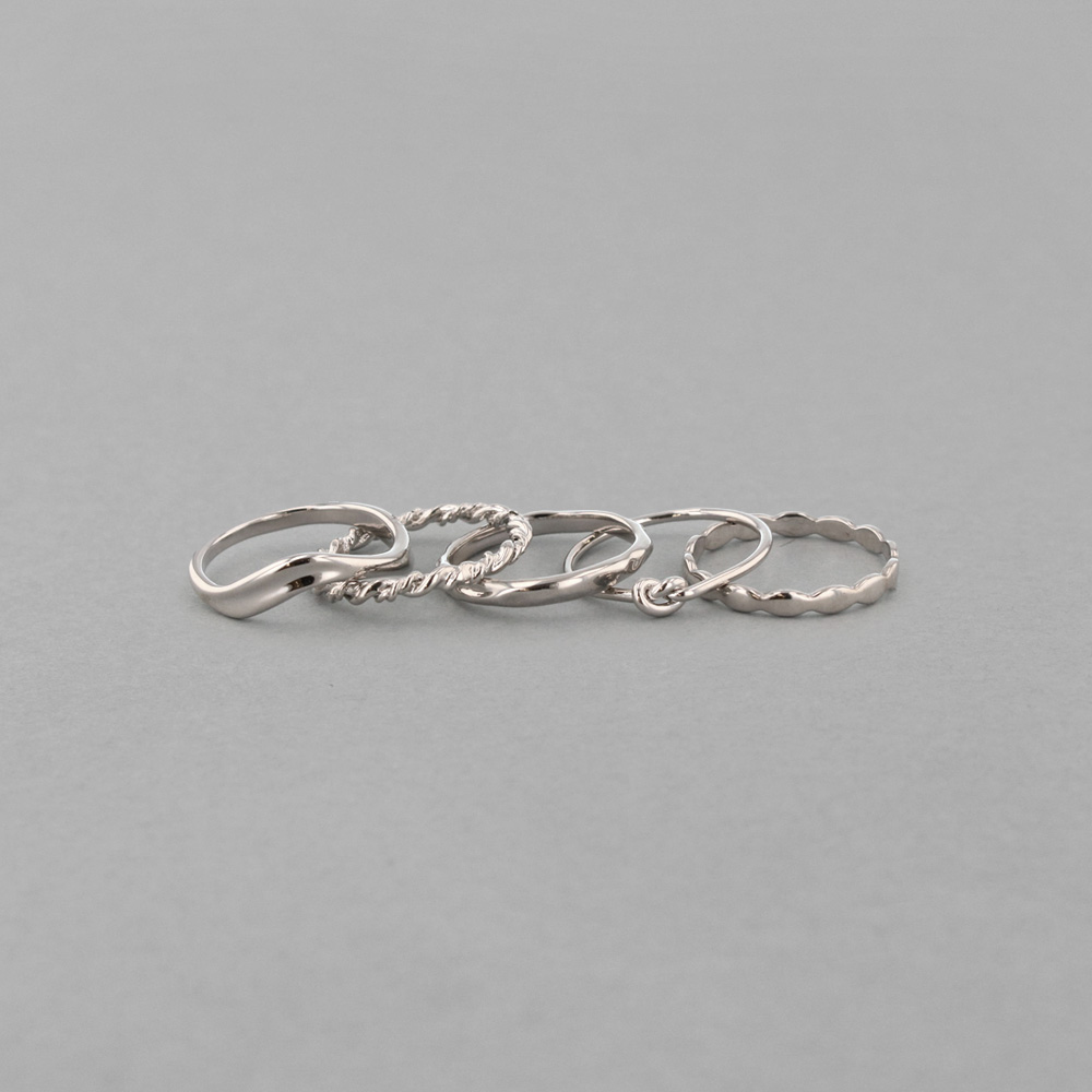 mR-1] ノット＆ウェーブデザインセットリング | ビーズ・パーツなどの