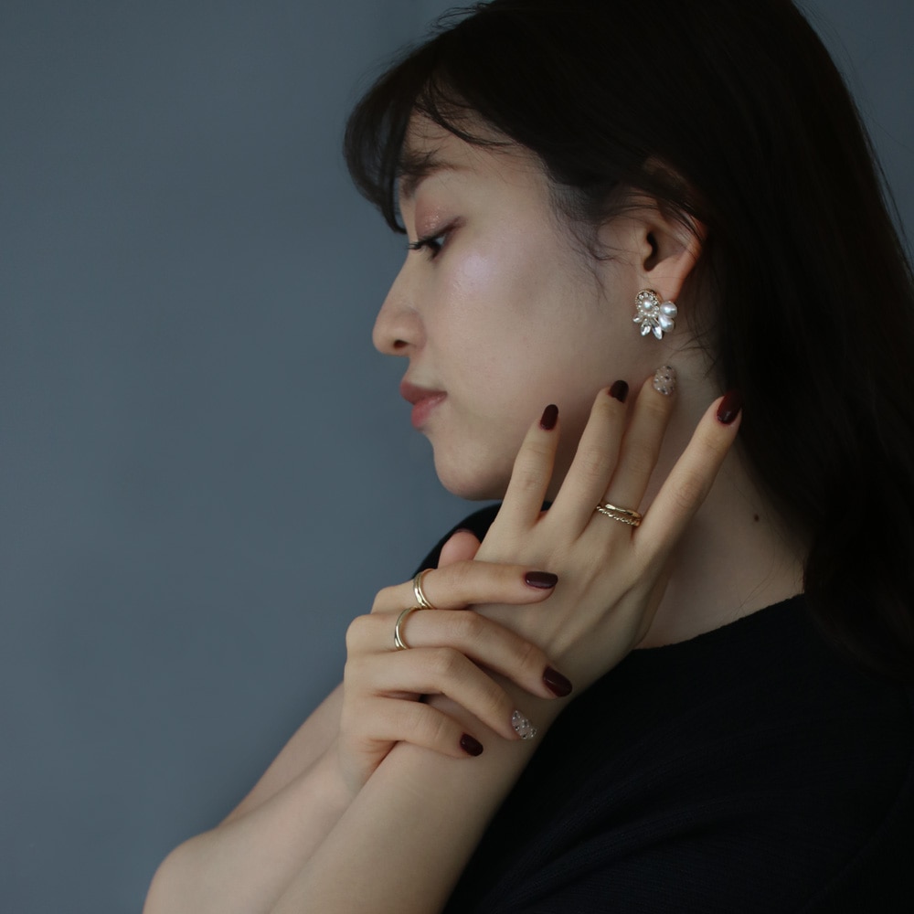 mR-1] ノット＆ウェーブデザインセットリング | ビーズ・パーツなどの