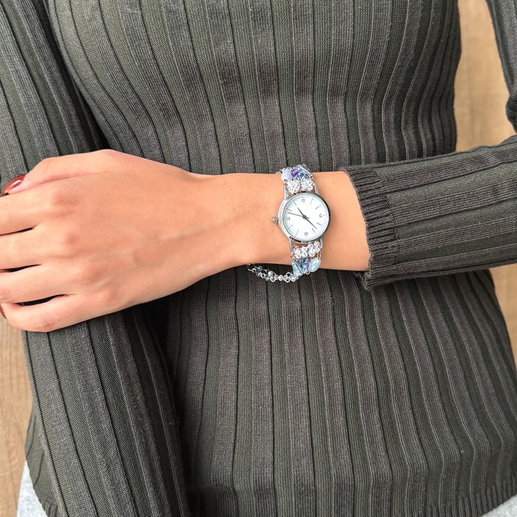 服/ファッション アクセサリー 腕時計 ニッケルフリー 時計パーツ（ラウンド）クリスタル付き WH ｜雑貨用