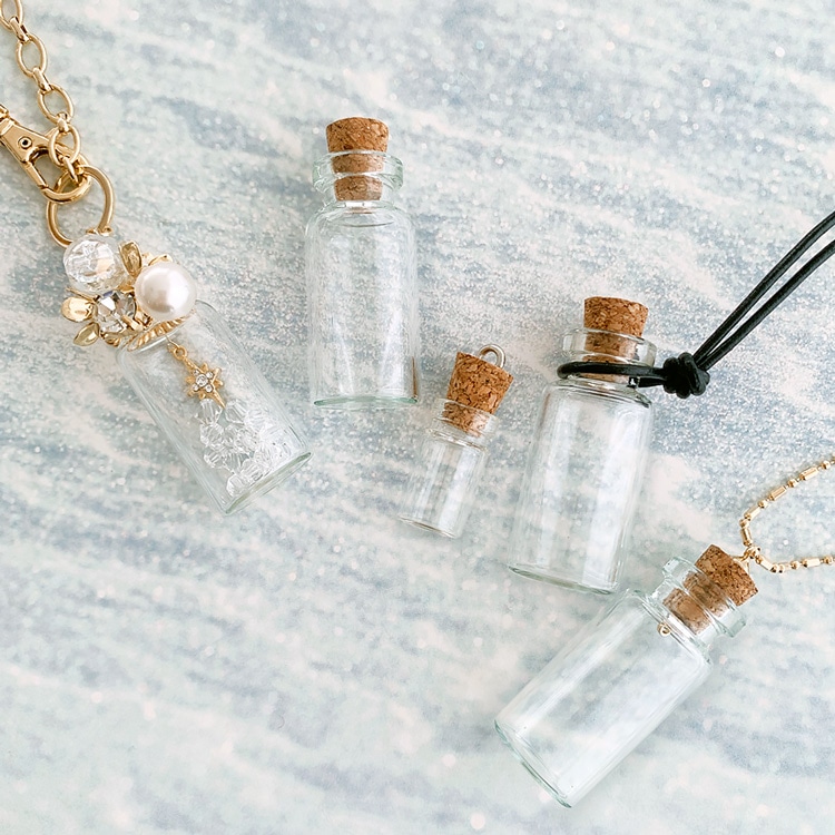 ガラスパーツ コルク瓶 瓶：約18×10mm｜ガラス素材・アクセサリー