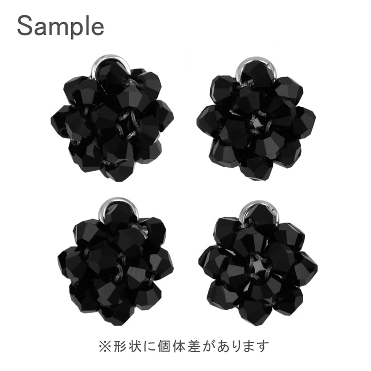 ガラスビーズボール（カン付） BK・R 約10mm｜ガラス素材