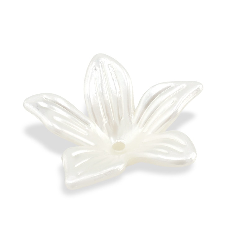 樹脂製フラワー　100個 樹脂パーツ フラワー 5弁花 WH 約25mm｜樹脂素材パーツ【パーツクラブ