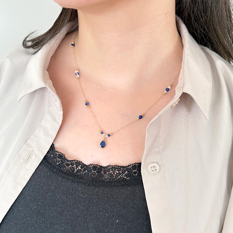 ガラスパーツ ドロップ（チャーム） BU・G5 約12×7mm｜ガラス素材