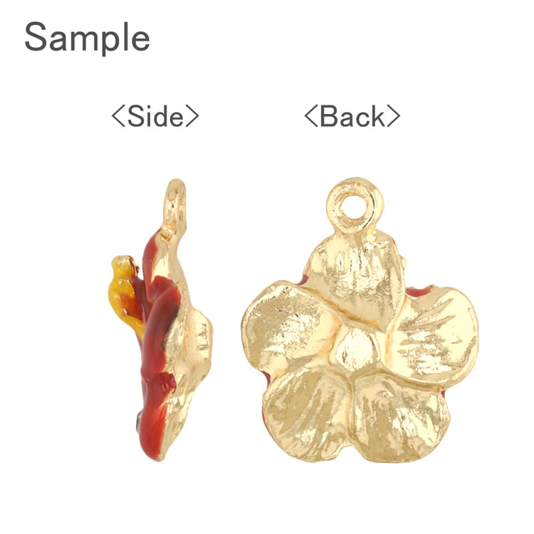 チャーム / ハイビスカス（エポ入）/ RD・G5 | ビーズ・パーツなどの