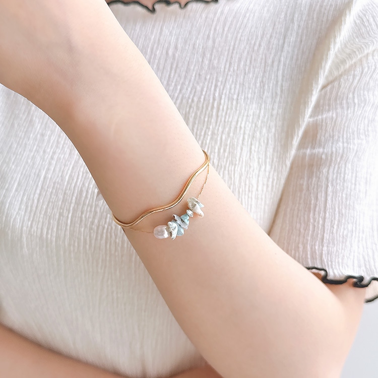 Nickel-free wave bangle With jump ring, G5, approx. 45 x 60 mm