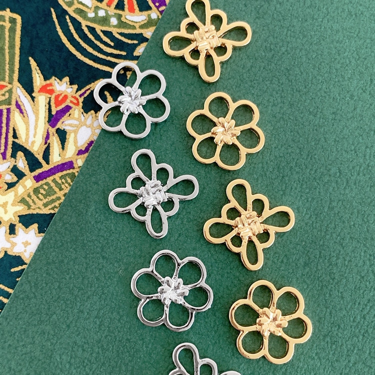 ジョイントパーツ（つなぎパーツ） 吉祥結び R 約14.5×14.5mm｜メタル
