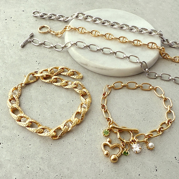 ニッケルフリー チェーンブレスレット R ｜アクセサリー金具・パーツ
