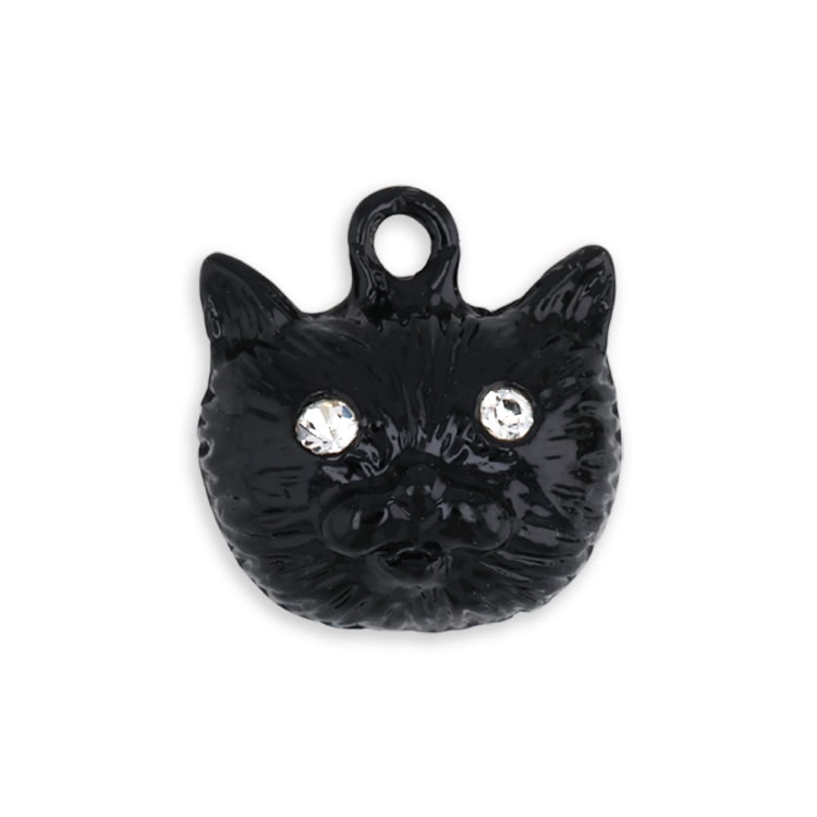 Halloween♪月と黒猫ちゃんの手染めビーズキーリング兼バッグチャーム❤ ハロウィンチャーム | ビーズ・パーツなどのハンドメイドパーツおよび