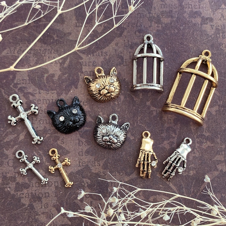 輝魅★　ハロウィン　きのこチャーム　じゃれ猫　ぐで猫　レジンチャーム チャーム ハロウィン ネコ（ニッケルフリー） R｜アクセサリーチャーム