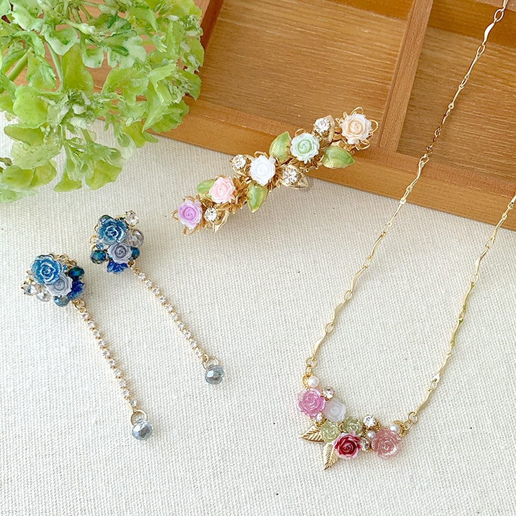 レジン＆ネイル 樹脂 貼付パーツ ローズ アソート（クリア） / MA