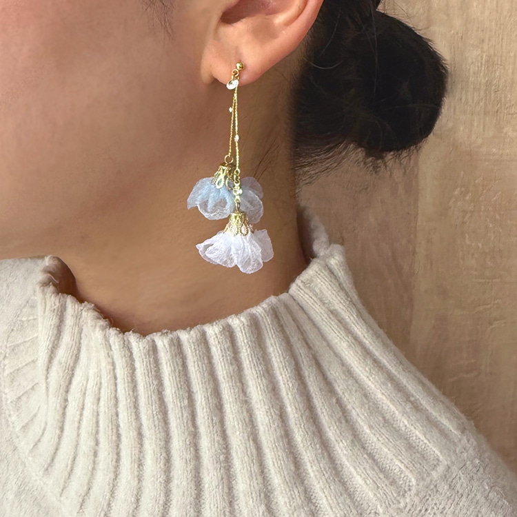 オーガンジーフラワー WH ｜服飾素材・ハンドメイドパーツ【パーツ