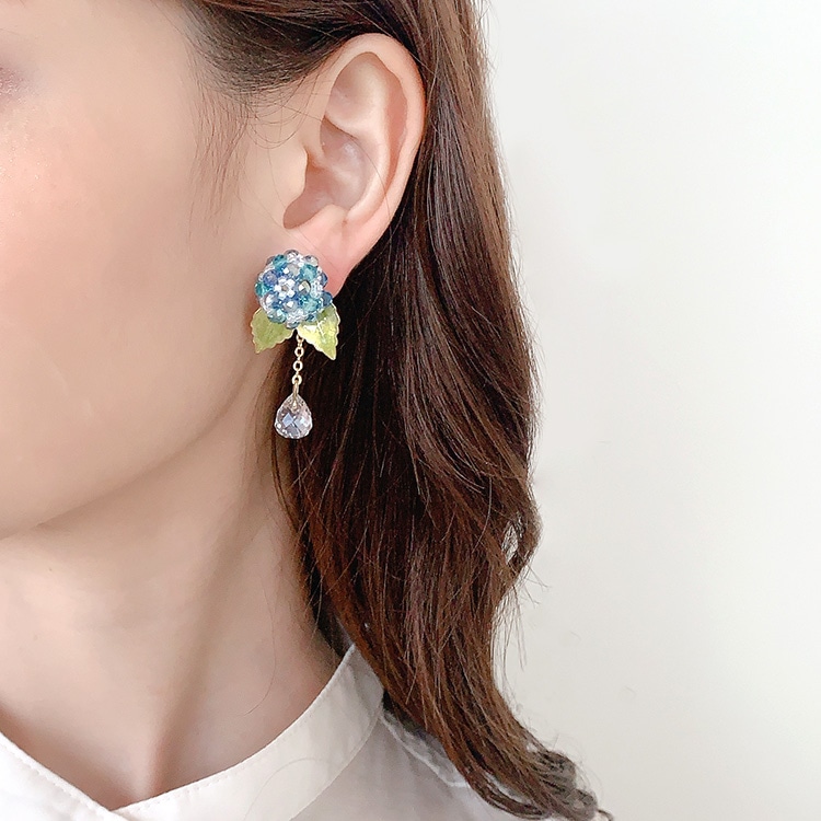 オリジナルキット / あじさいのイヤリング（ブルー） | ビーズ・パーツ