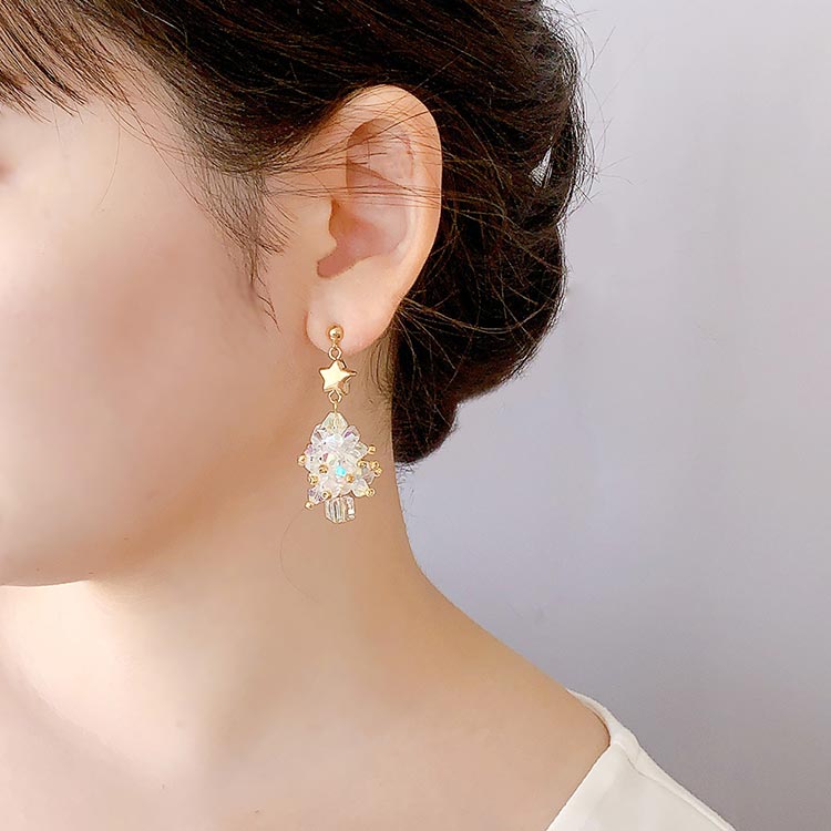 モスアゲート クリスマスツリー カービングピアス f1511dc5de9975c5026766f925fe72