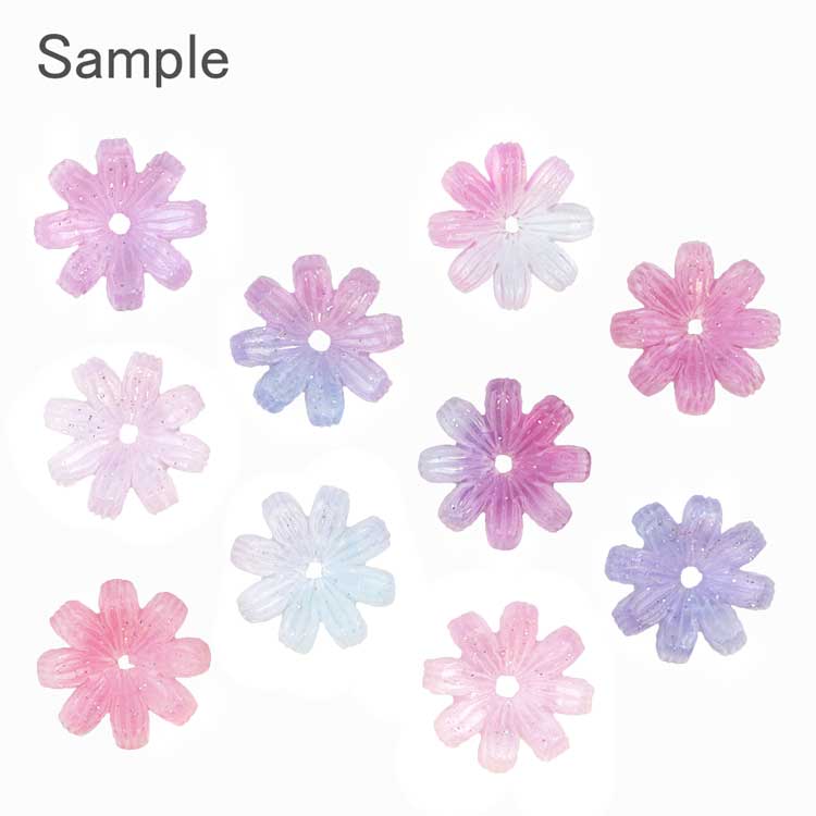 樹脂パーツ フラワー 8弁花 PU 約11mm｜樹脂素材パーツ【パーツクラブ