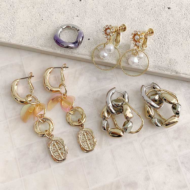 イヤリング（平皿 カン付） R 貼付部約6mm｜アクセサリー金具・パーツ