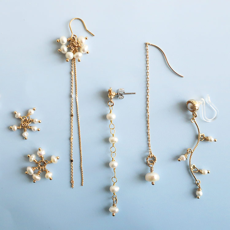 淡水パールとチェコビーズのチャーム デザインチャーム / 淡水パール