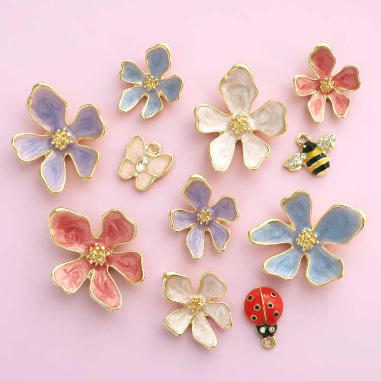 メタルパーツ / カラーフラワー（裏カン付) / PK・G5 | ビーズ