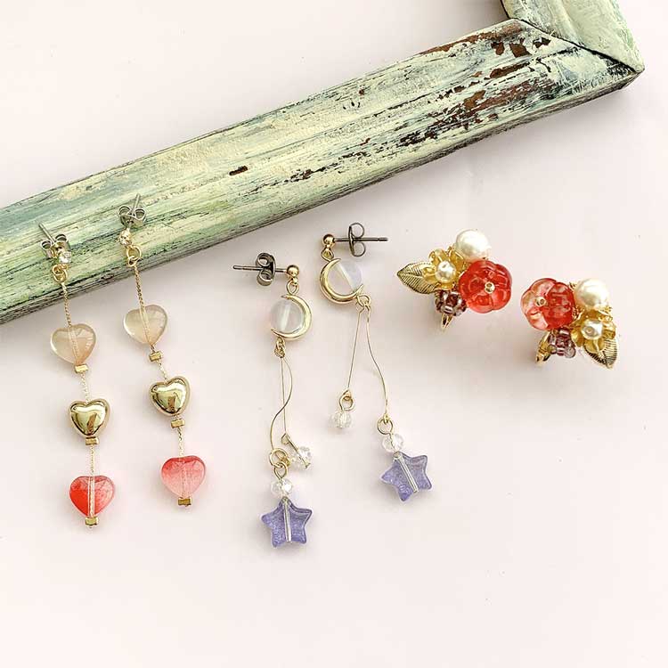 ガラスビーズ ハート ミックス（MA） 約8mm｜ガラス素材・アクセサリー