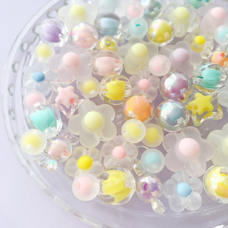 アクリル フラワービーズ（マット） ミックス（MA） 約12mm｜樹脂素材