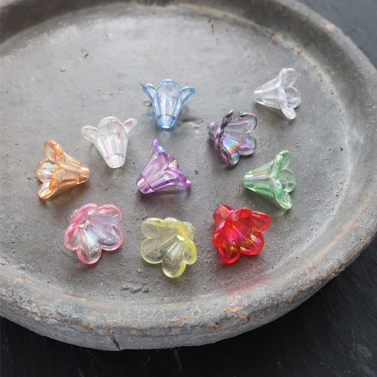 アクリルフラワー ミックス（オーロラBU） 約13×10mm｜樹脂素材パーツ