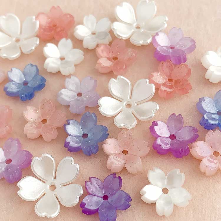 アクリルフラワー 5弁花 PK 約11mm｜樹脂素材パーツ【パーツクラブ