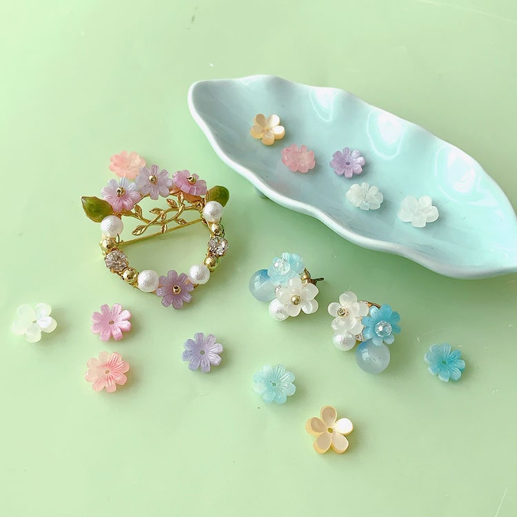 樹脂パーツ フラワー 8弁花 PK 約11mm｜樹脂素材パーツ【パーツクラブ
