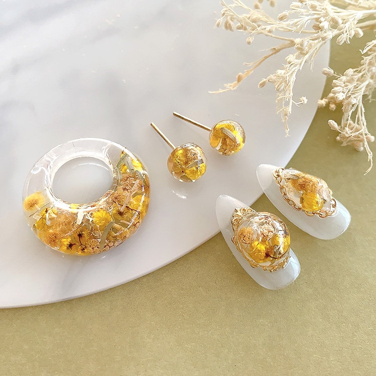 ドライフラワー ミモザ・ライスフラワーMIX / YE | ビーズ・パーツなど