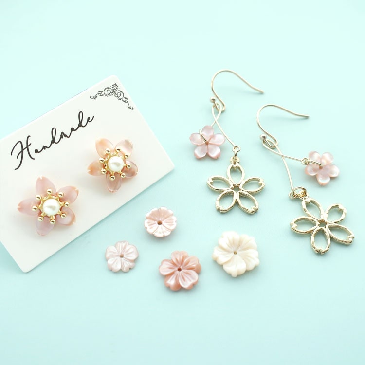 シェルパーツ フラワー PK 約11mm｜天然素材・アクセサリーパーツ