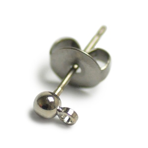 チタンポスト＆キャッチピアス（丸玉・カン付） R 3mm丸玉