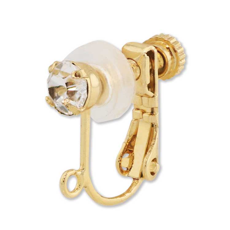 イヤリング（石・カン付） CR・G5 ストーン：約4mm｜アクセサリー金具