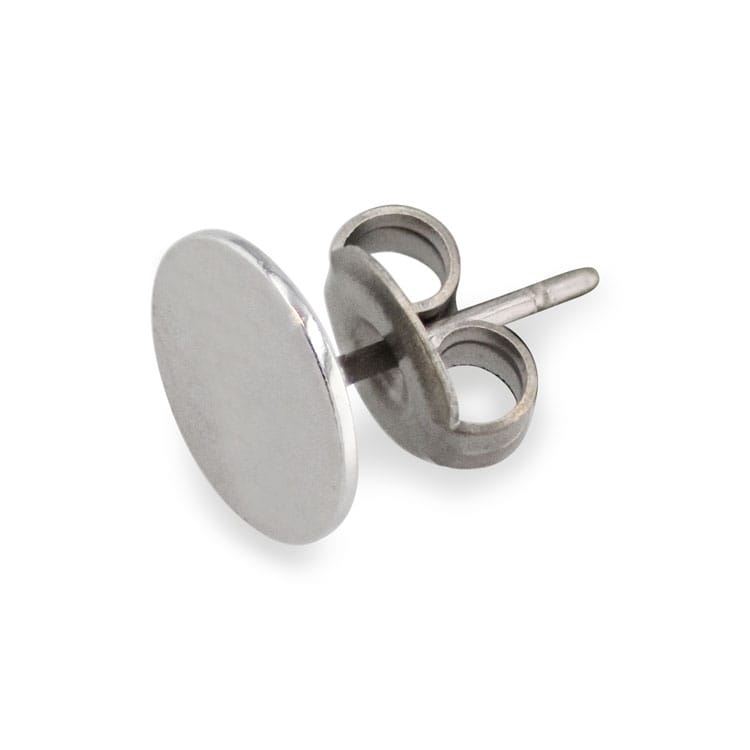 チタンポスト＆キャッチピアス（平皿） R 貼付部 平丸皿約8mm